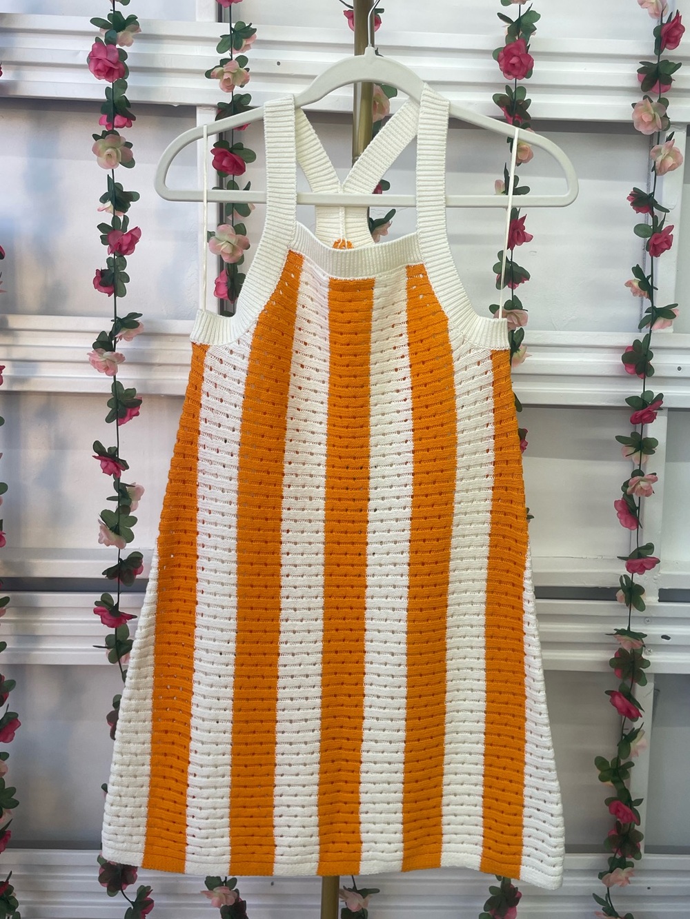 Double Zero- Orange & White Striped Knit Dress